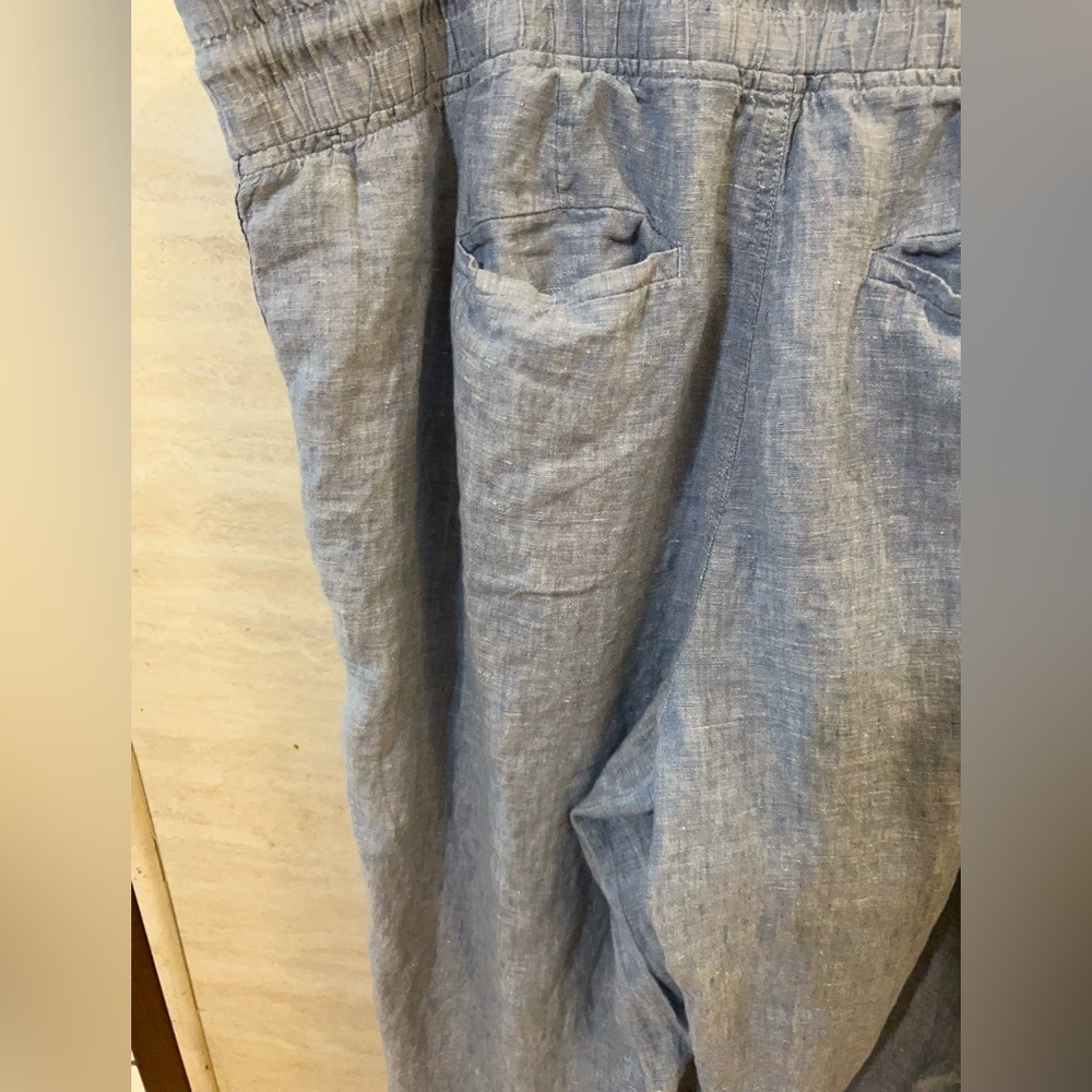 Athleta Cabo Linen Wide Leg Pants Chambray Color 100% Linen - Picture 8 of 12